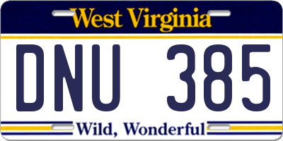 WV license plate DNU385