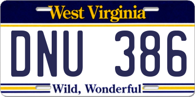 WV license plate DNU386