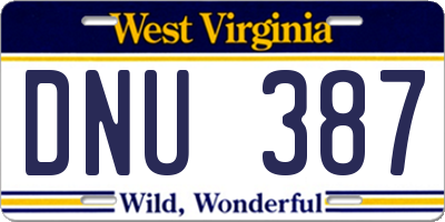 WV license plate DNU387