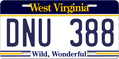 WV license plate DNU388
