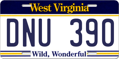 WV license plate DNU390