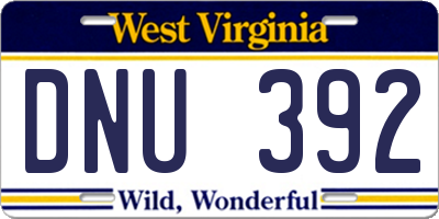 WV license plate DNU392