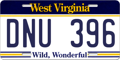 WV license plate DNU396