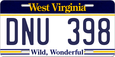 WV license plate DNU398
