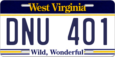 WV license plate DNU401