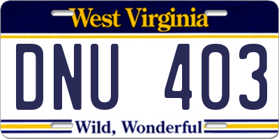 WV license plate DNU403