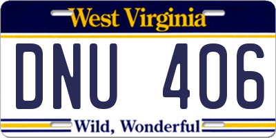 WV license plate DNU406
