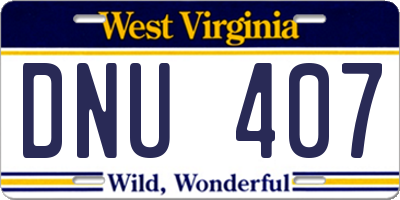 WV license plate DNU407