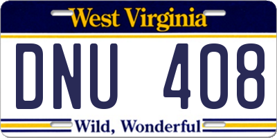 WV license plate DNU408