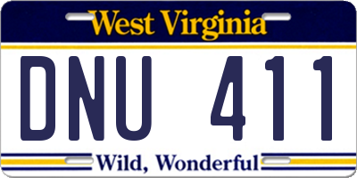 WV license plate DNU411