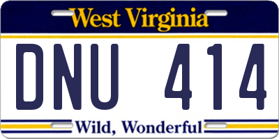 WV license plate DNU414