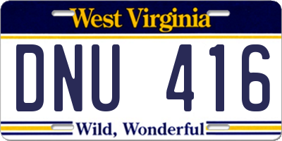 WV license plate DNU416