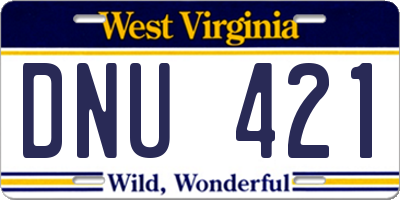 WV license plate DNU421