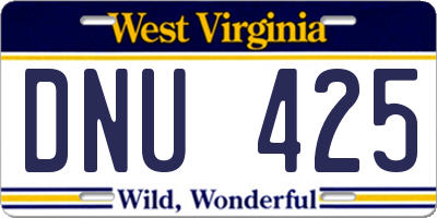 WV license plate DNU425