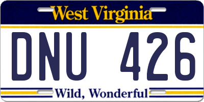 WV license plate DNU426