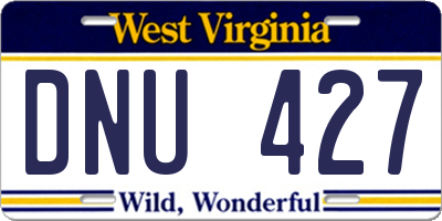 WV license plate DNU427