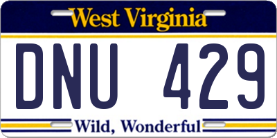 WV license plate DNU429