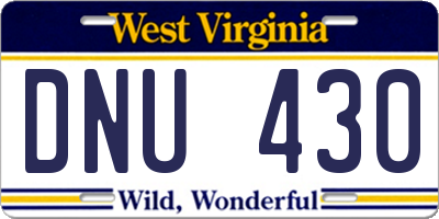 WV license plate DNU430