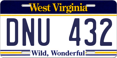 WV license plate DNU432