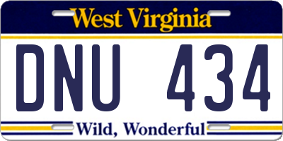 WV license plate DNU434