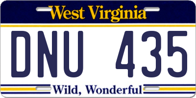 WV license plate DNU435