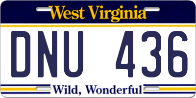 WV license plate DNU436