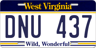 WV license plate DNU437