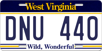WV license plate DNU440