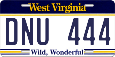 WV license plate DNU444