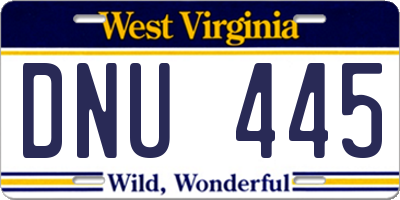 WV license plate DNU445