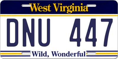 WV license plate DNU447