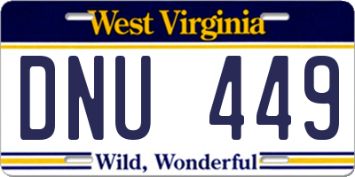 WV license plate DNU449