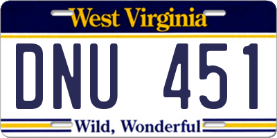 WV license plate DNU451