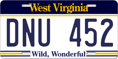 WV license plate DNU452