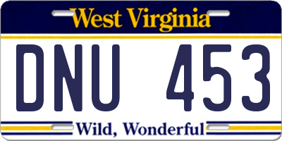 WV license plate DNU453