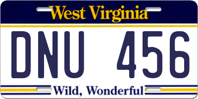 WV license plate DNU456