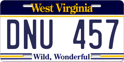 WV license plate DNU457