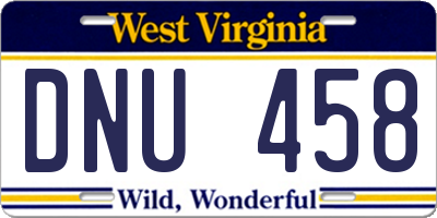 WV license plate DNU458