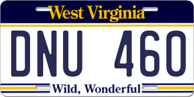 WV license plate DNU460