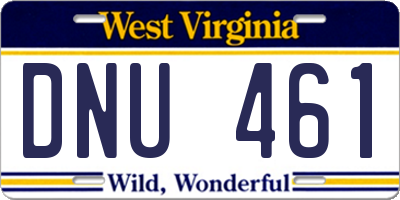 WV license plate DNU461
