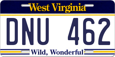 WV license plate DNU462