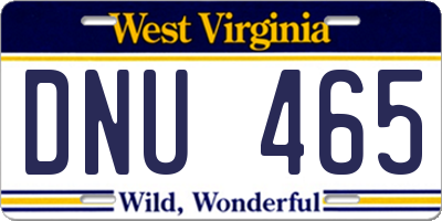 WV license plate DNU465