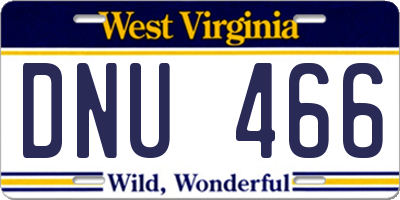 WV license plate DNU466