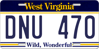 WV license plate DNU470