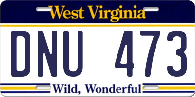 WV license plate DNU473
