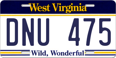 WV license plate DNU475