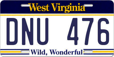 WV license plate DNU476