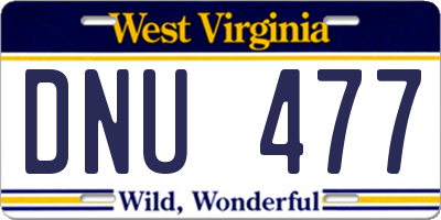 WV license plate DNU477