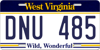 WV license plate DNU485