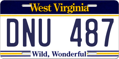 WV license plate DNU487